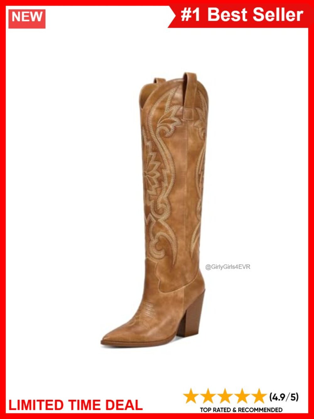 Knee High Cowboy Boots Women Comfortable Fashion Western Boots
